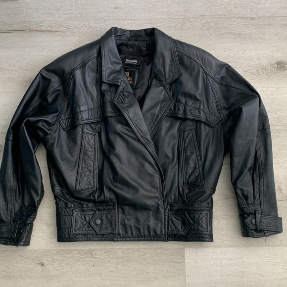 Byrnes & baker Black Leather Jacket thinsulate size S moto preppy y2k vintage‎ - Picture 7 of 15